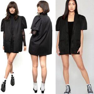 ABSENCE OF COLOUR Black Hekla Oversized Short Sleeve Blazer Size S NWT